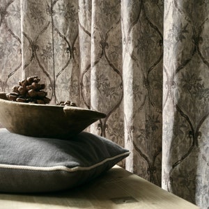fabric design! MONTAGNE /Monchalet *100 % linen decorative fabric printed with Edelweiss alpine mountain