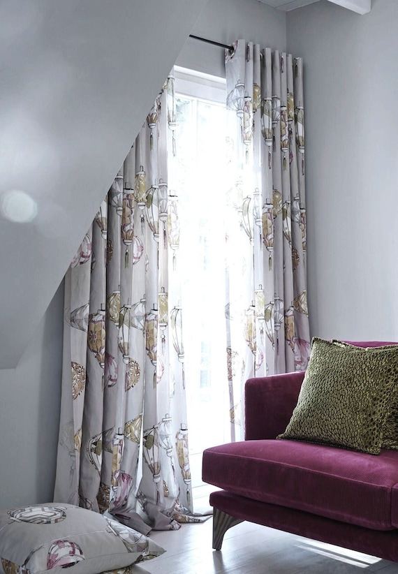 LAMPIONS* Stoff Meterware Wohnzimmer Halbleinen Leinen 3 Farben mit Lampions bedruckt JAB
