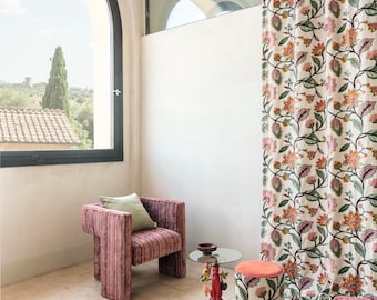 LAND of ART*LUXURY embroidered linen with flowers, sold by the meter by Chivasso, 4 colors