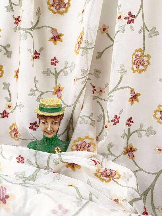 SALE% MILROSE *Luxus Blumen Baumwolle/Wolle bestickt Meterware