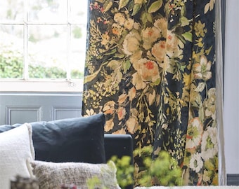 MARGARETTA VELOURS*luxurious extravagant velvet velour with digital floral print upholstery fabric Designers Guild