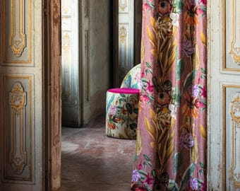 COSMIC FLOWERS *floral, lush velvet velour velvet fabric flowers upholstery Velvet Carlucci 5 colours