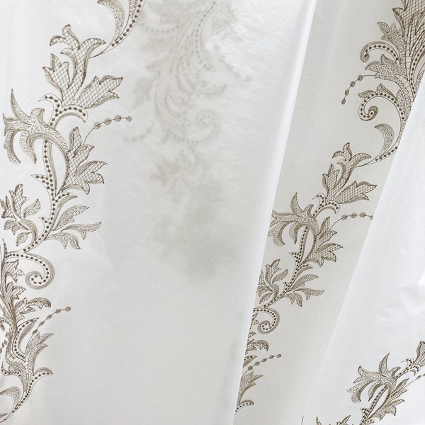 SALE% ISABELLA*gold weiss bestickt Stoff fabric Ranken curtain Meterware Nya Nordiska