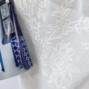 GREENHILL* zauberhafte,bestickte Spitze Rosen Meterware weiss 5 Farben Baumwolle Gardine curtain Jab