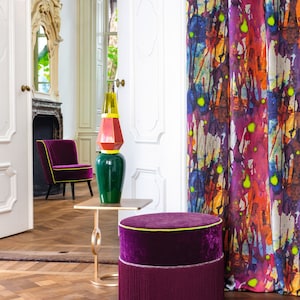 COLORCLASH*Meterware Leinen grafisch bunt extravagant Gardine Vorhang Carlucci by Jab