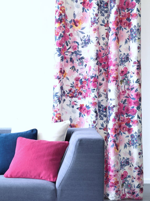 Rose Fleur De Fleur Fantaisie Tissu Toile De Lin Blanc Dimpression Tissu Tissu Jab Chivasso