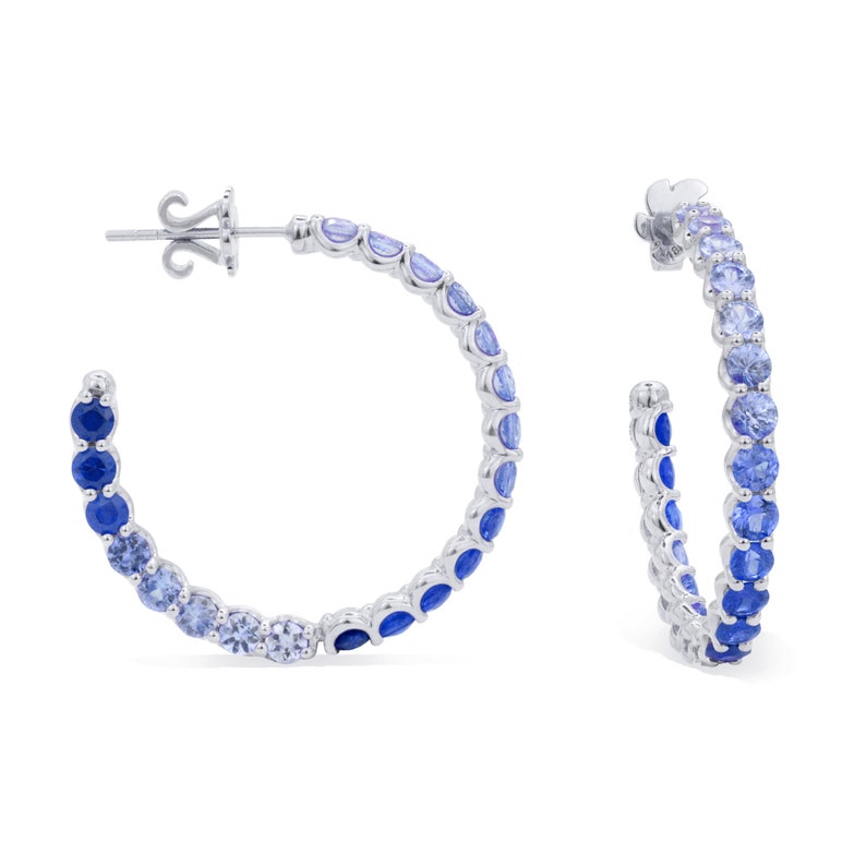 Blue Sapphire Ombre Hoop Earrings