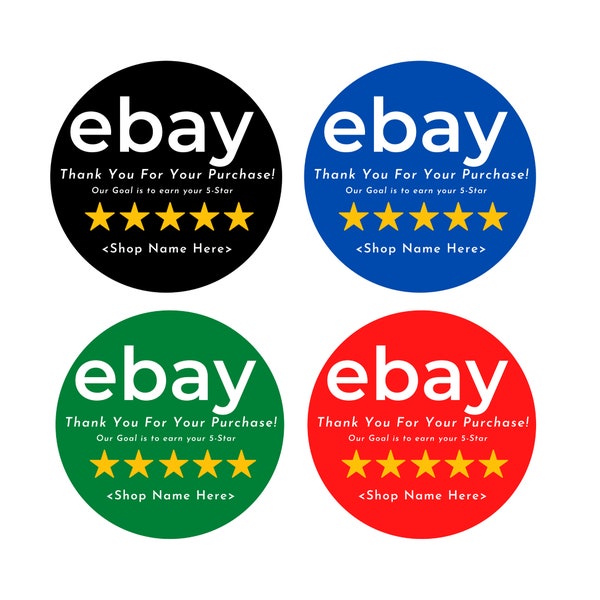 Ebay Thank you Stickers, Labels Digital Download 4 different colors options available