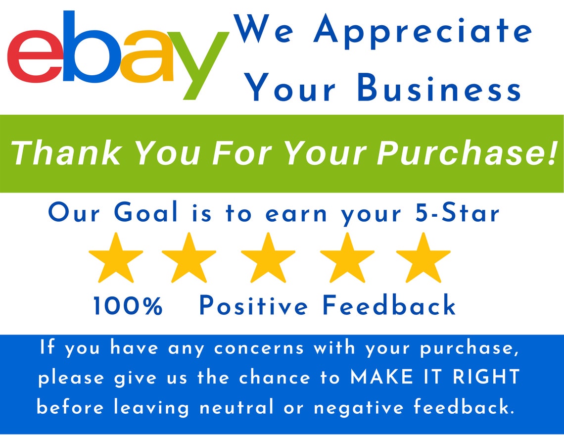 Ebay Thank You Cards Sticker Feedback Cards Digital Download 4 - Etsy