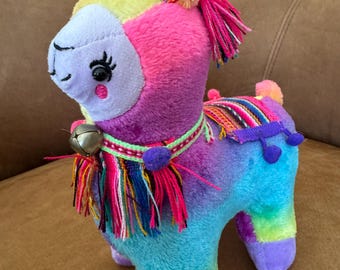 Rainbow Tie-Dye, Red, Light Blue Llama Plush Cutest Boho Alpaca Stuffed Animal Ever