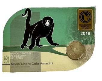 2019 1 Sol Peru - Mono Choro Cola Amarilla Fauna Silvestre del Perú