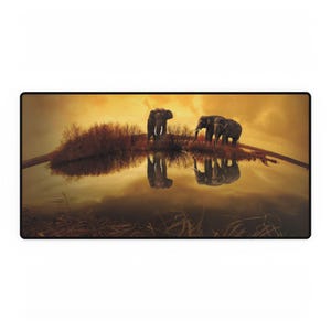Elephant Sunset Desk Mat | Mouse Pad, Office Décor, Workspace Accessory, Gift for Animal Lovers, Personalized Desk Accessories