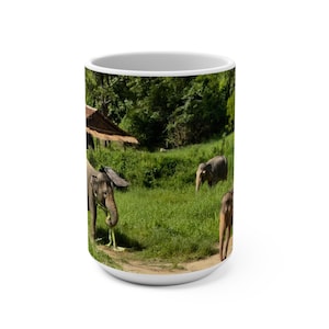 Wildlife Lover&#39;s Elephant Mug - 15oz Coffee Cup, Nature Gift, Animal Lover&#39;s Drinkware, Eco-Friendly Gift, Birthday Present