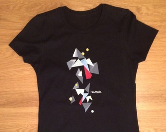 Black Tee with a collaborative Custom Modern Geometric Design by NevMade