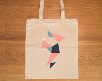 Natural Canvas Tote Bag with Soft-hued Geometric Design by NevMade