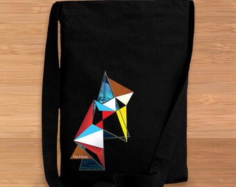 Black Canvas Sling Tote Bag with California Cool Geometric Design by NevMade