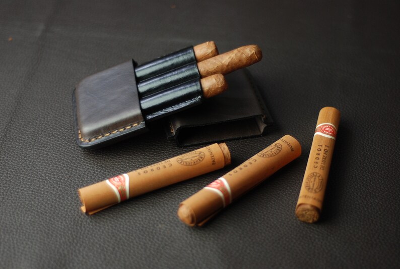 Personalized Cigars Case Leather Cigar Holder Travel Accessories