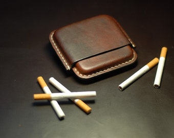 Handmade Leather Cigarette Case, Portable Tobacco Holder, 20 Sticks