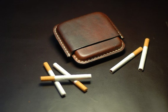 Handmade Leather Cigarette Case, Portable Tobacco Holder, 20 Sticks