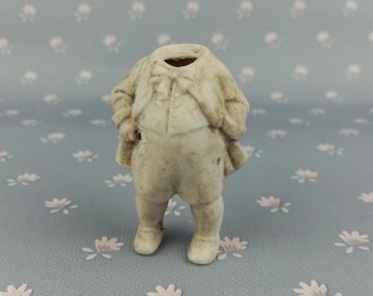 Antique Dolls Body, excavated German dolls, dollhouse porcelain nodder, Little Trad. Boy , doll parts damaged Hertwig, 2.1&quot; altered doll art