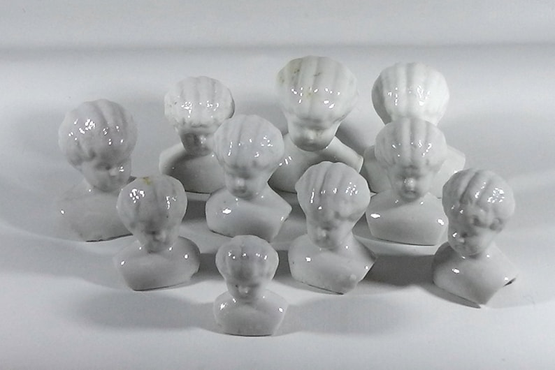 Doll Heads, 10x antique german China heads glazed, Doll head, excavated, Germany, damaged 2.5cm - 5 cm, doll repair, Frozen Charlotte image 6