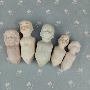 Lot of 5 Antique Hertwig German Bisque Doll Torsos, Excavated  Doll Parts, Porcelain Bodies for Assemblage Art