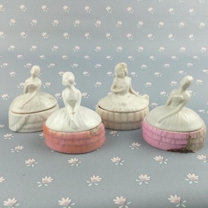 Antique Rococo Lady Powder box, German Porcelain Trinket Box, Rococo style, Altered Art , Hertwig Germany circa 1920, art supply, choose