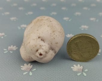 ドイツ製ビスク人形の頭部、アンティーク磁器製ベビードールの頭部、ドイツ、発掘品、完璧ではない、1.4 インチ