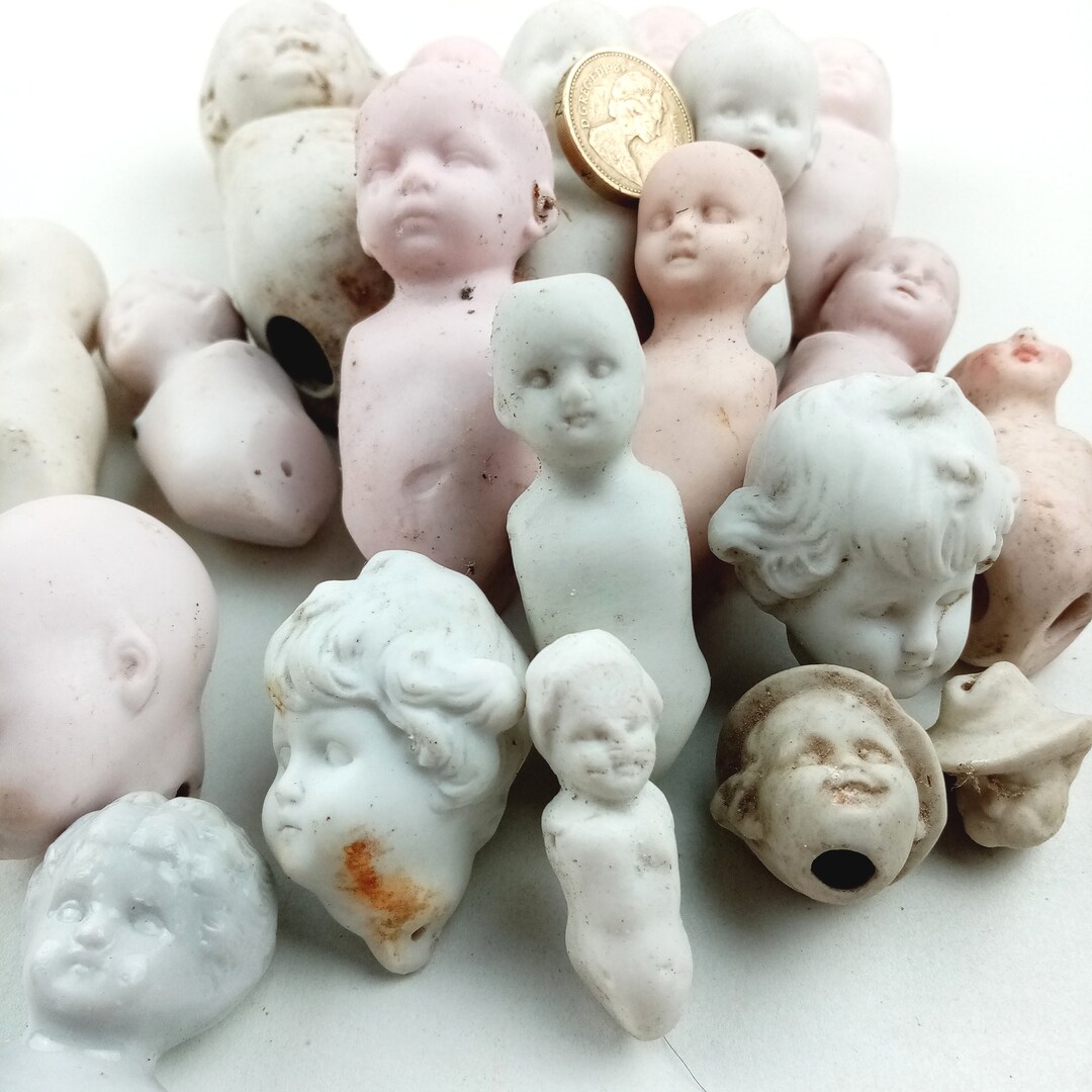 Antique Doll Parts Lot, 20x Antique German Porcelain Doll Parts, Broken