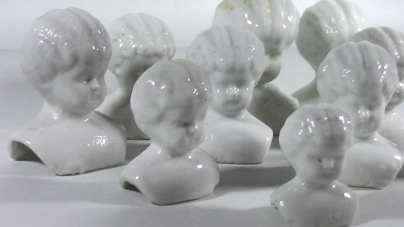 Doll Heads, 10x antique german China heads glazed, Doll head, excavated, Germany, damaged 2.5cm - 5 cm, doll repair, Frozen Charlotte image 4
