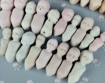 Antique small Dolls, antique German Dolls, dollhouse size , porcelain dolls, doll parts, damaged , Hertwig ,Katzhutte, Dollart