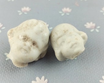 Excavated Doll Head, 2x antique German Porcelain doll head, small doll heads,  Frozen doll head, doll part 0.75" - 1.05" (3)
