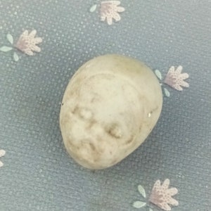Eaxcavated Nodder Doll Head, antique German Porcelain doll head, small Bavaria Costume doll head, doll head with Hat,  1.06&quot; / 27 mm
