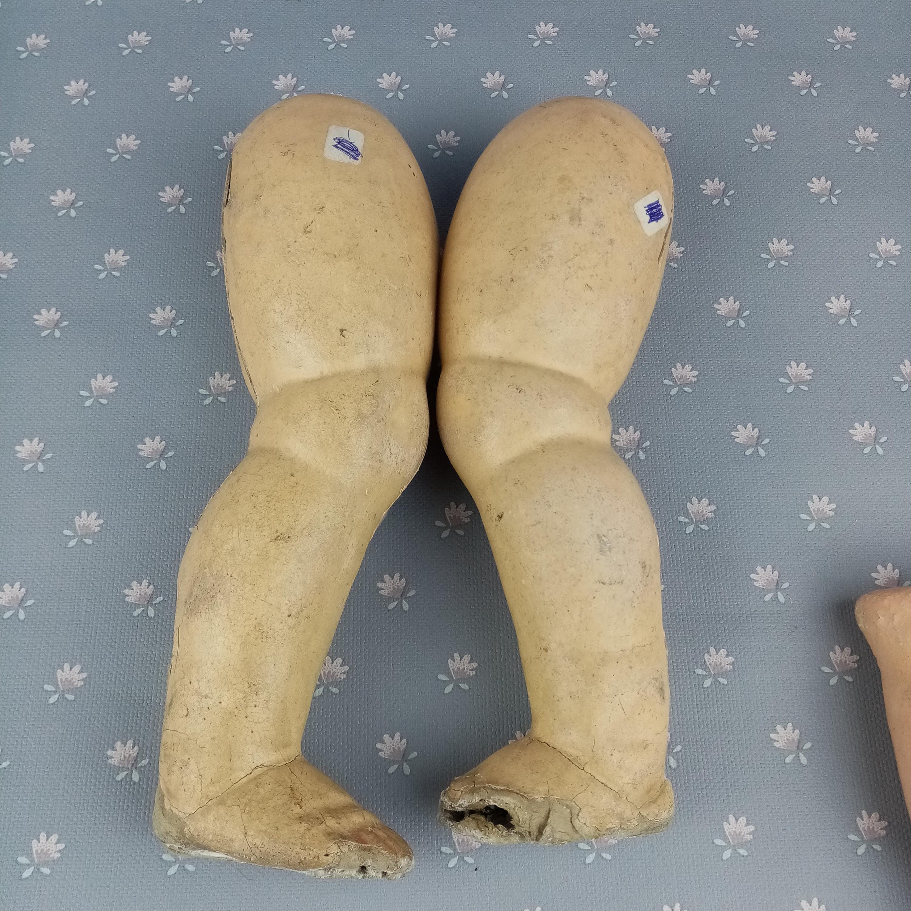 Antique Doll Legs, 1 Pair German Doll Legs, Cardboard Composition