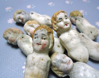 lot 5x antique german porcelain Dolls, doll bodys, miniature dolls, dollhouse, 1.56" excavated