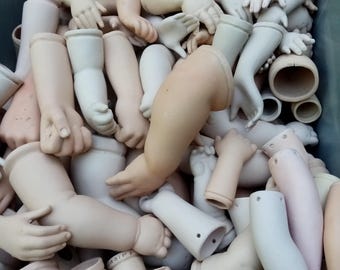 Doll parts, 2KG lot Vintage Artist porcelain doll parts, Arms mixed parts, Art doll, Artists supply, Jewellery maker