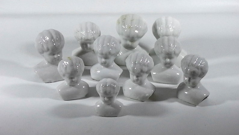 Doll Heads, 10x antique german China heads glazed, Doll head, excavated, Germany, damaged 2.5cm - 5 cm, doll repair, Frozen Charlotte image 2