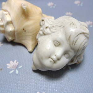 Doll head antique german porcelain, dolls head with molded hair, 1.74&quot;, not painted, excavated doll , minimal damaged, Doll repair