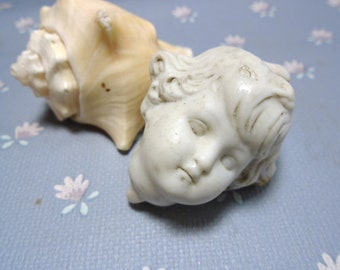 Doll head antique german porcelain, dolls head with molded hair, 1.74&quot;, not painted, excavated doll , minimal damaged, Doll repair