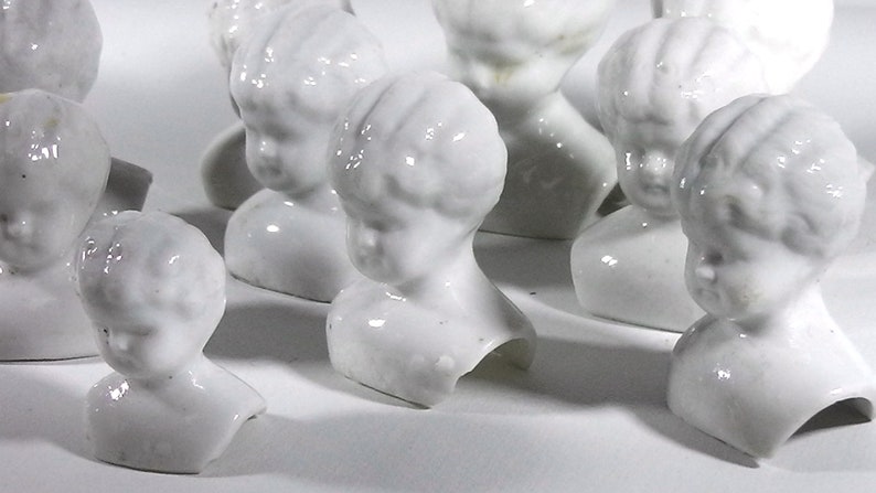 Doll Heads, 10x antique german China heads glazed, Doll head, excavated, Germany, damaged 2.5cm - 5 cm, doll repair, Frozen Charlotte image 3