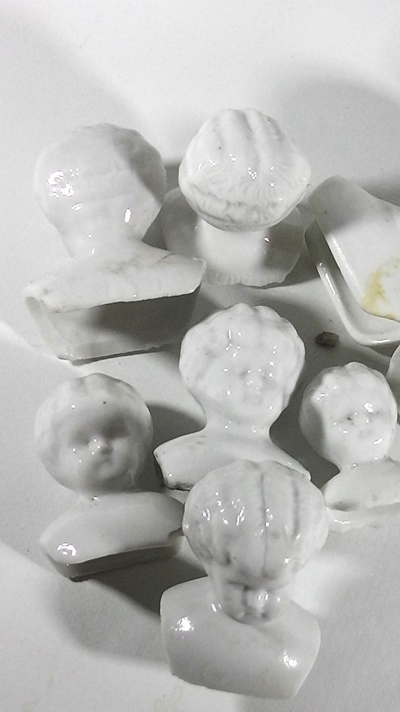Doll Heads, 10x antique german China heads glazed, Doll head, excavated, Germany, damaged 2.5cm - 5 cm, doll repair, Frozen Charlotte image 5