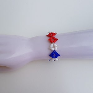 Blue Bracelet, White, Red, Blue Bracelet, White Bracelet, Red Bracelet, Patriotic Bracelet, Gift For Her, French Bracelet, Gift for Sister