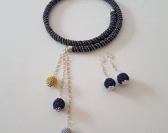 Collier Et Boucles D‘Oreilles, Collier Bleu, Collier Multicolore,  Boucles D’Oreilles Bleues, Boucles D’Oreilles Multicolores, Cadeau