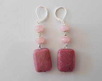 Boucles D'oreilles, Boucles D'oreilles Pendantes, Perles En Pierre Naturelle, Forme De Rectangle, Cadeau Pour Copine, Cadeau Pour Maman