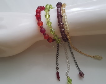 Armband in geel, rood, groen en paars, handgemaakt cadeau voor haar, creatief cadeau voor vrouwen, cadeau voor meisjes