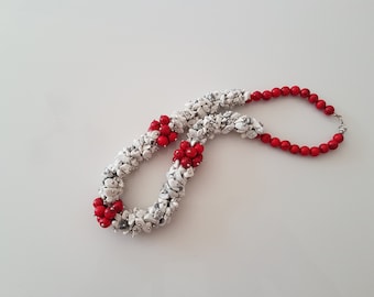 Collier, Collier Rouge, Collier Blanc, Collier Blanc Rouge, Collier De Copeaux Naturels, Cadeau Unique Pour Femme, Cadeau Fait Main, Cadeau