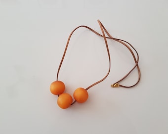 Orange Long Necklace, Minimalist Long Necklace, Handmade Gift for Her, Unique Gift