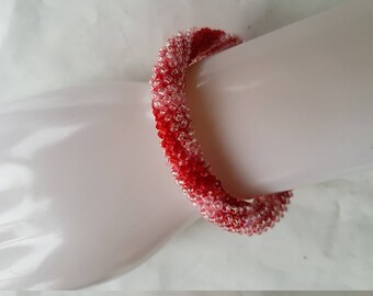 White And Red Small Beads Bracelet With A Metal Fastening/ Present For Women/ Gift For Her/ Gift/ Present/ Bracelet