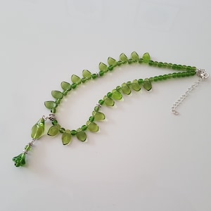Transparent Green Necklace, Green Necklace With Pendant, Removable Pendant, Gift for Her, Unique Handmade Gift, Birthday Gift Gift for Women