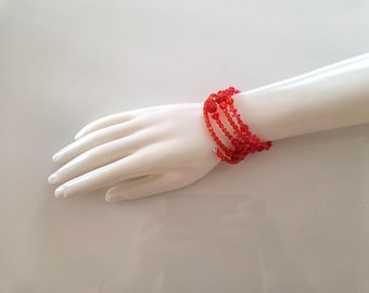 Bracelet Rouge En Perles En Verre, Bracelet Fait Main, Cadeau Pour Elle, Cadeau Pour Femme